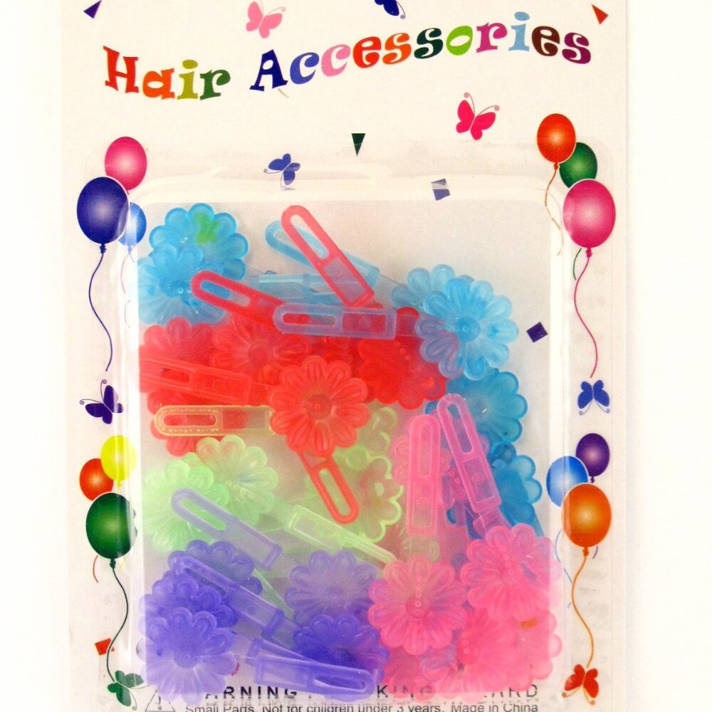 EDEN SMALL FLOWER HAIR BARRETTES - ASSORTED TRANSPARENT - 28 PCS. (59316)